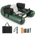 Inflatable Float Tube, Fishing Belly Boat with Fish Ruler, 2 Detachable Storage Bags, Pump, Carry Bag