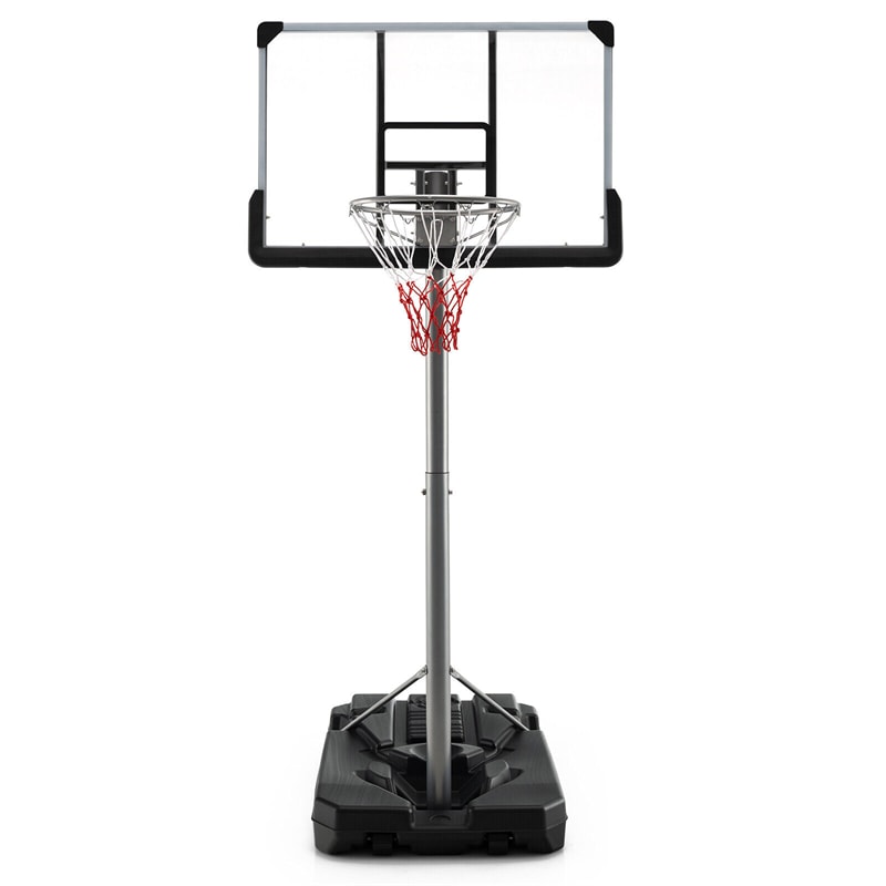 Portable Outdoor Basketball Hoop 64-79 Adjustable Poolside Basketball Goal System with 44" Backboard Wheeled Fillable Base