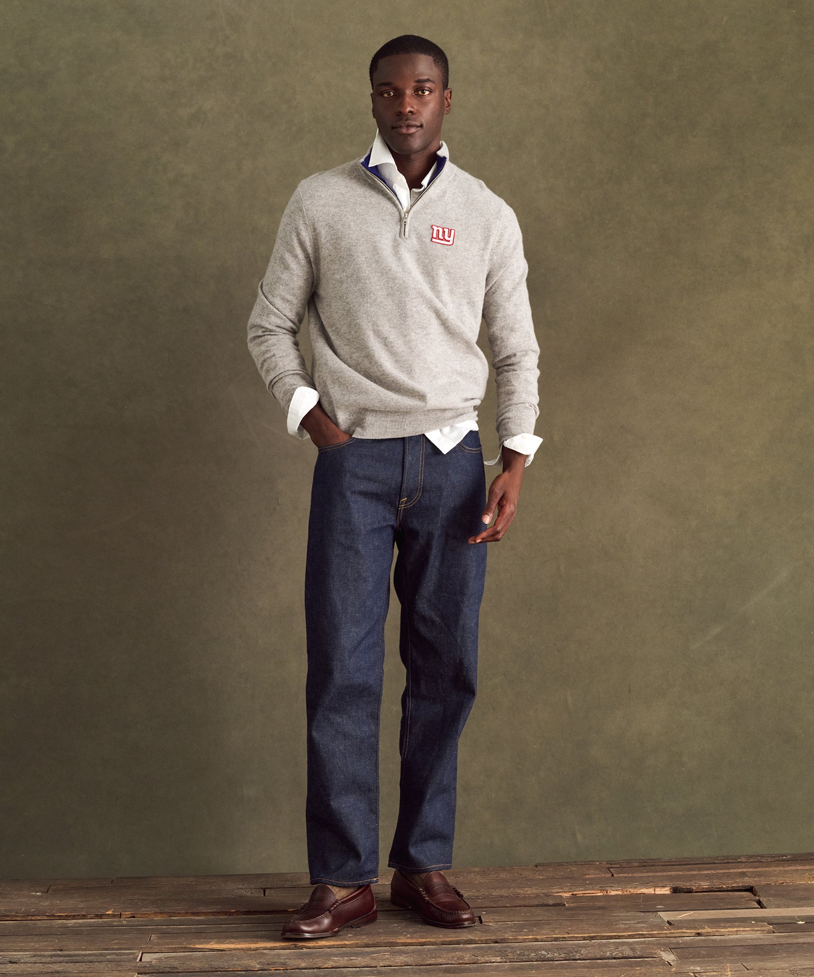 NFL Signature Cashmere Color Blocked Quarter Zip