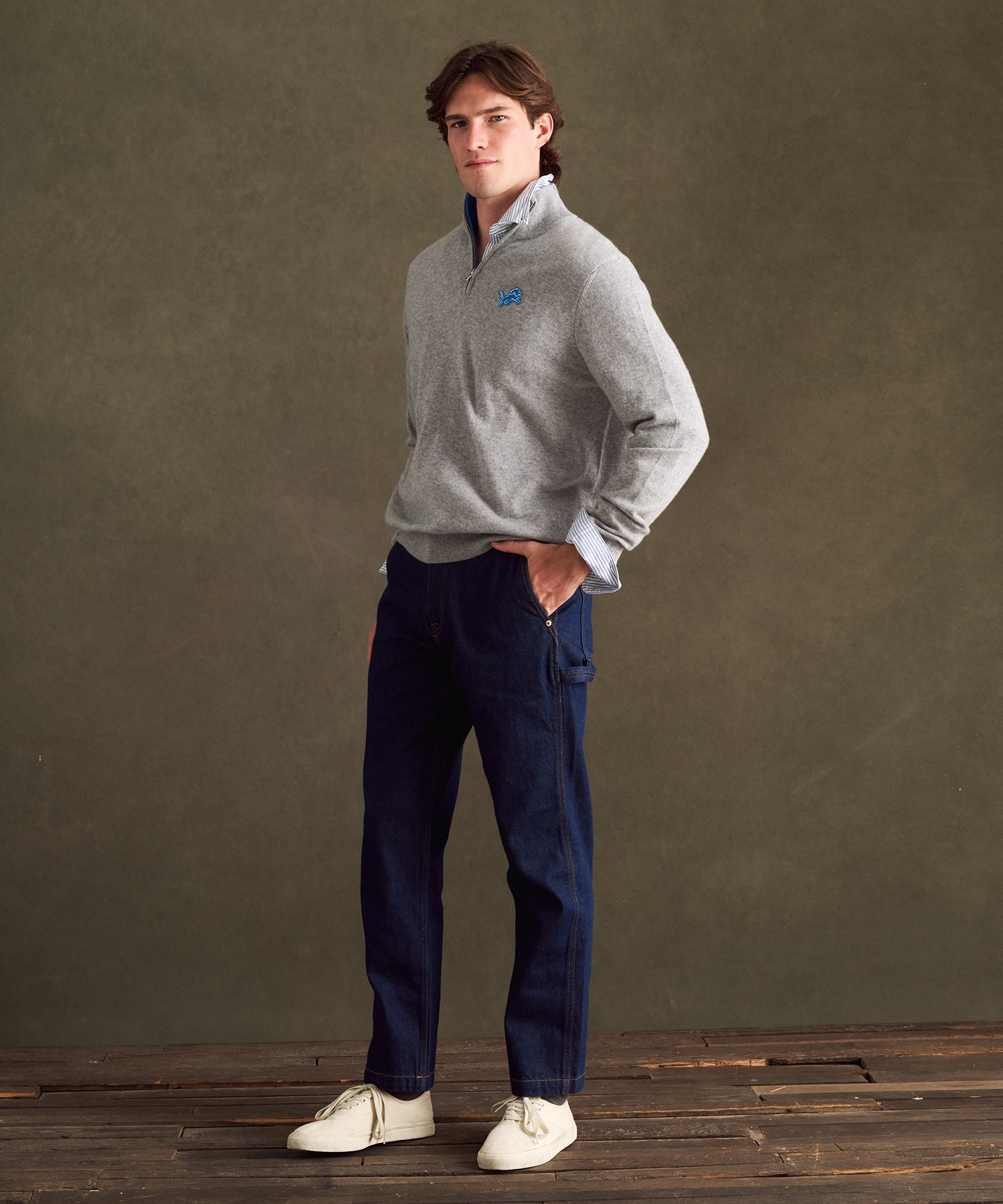 NFL Signature Cashmere Color Blocked Quarter Zip