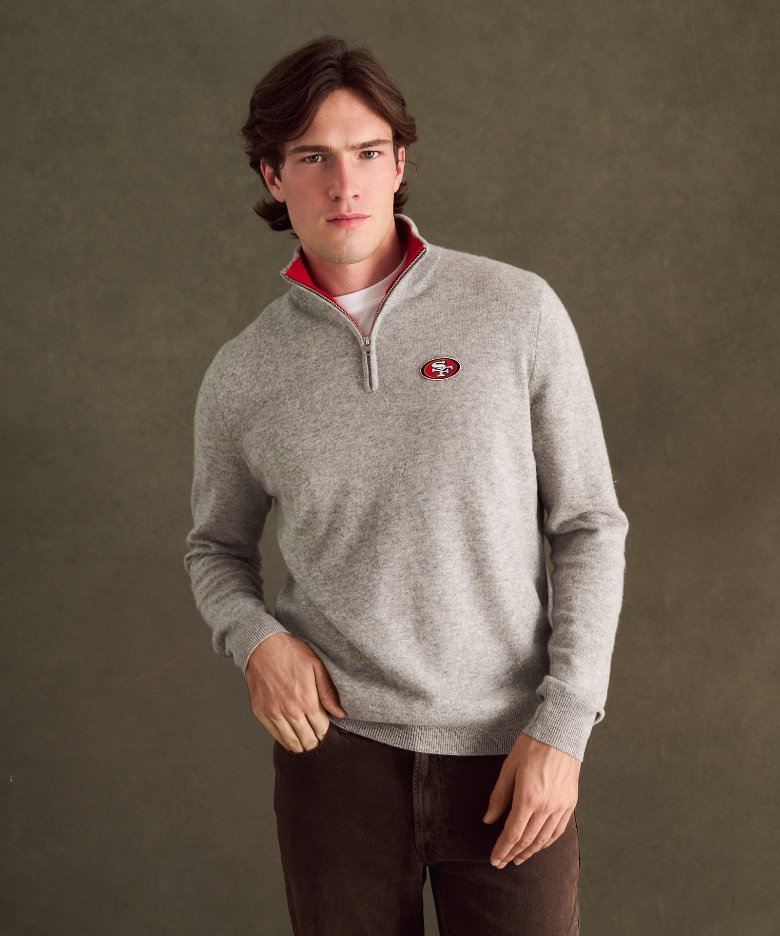 NFL Signature Cashmere Color Blocked Quarter Zip